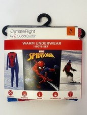 Cuddl Duds Marvel Spider-Man Boys Thermal Underwear Set Small 6/7, Brand New