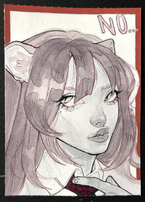 ACEO Original Tiger Student Alcohol Marker on Mixed Media Paper, 2.5 in x 3.5 in