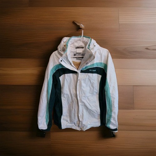 COLUMBIA SKI JACKET WOMEN'S MEDIUM W/ HOOD WHITE & GREEN - Picture 1 of 6