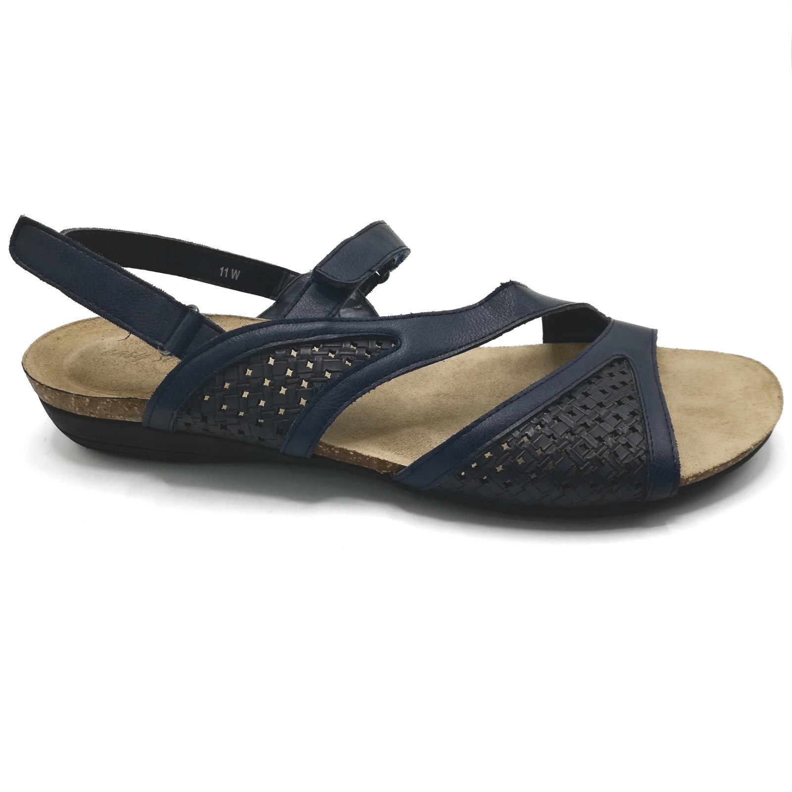 APL Easy Street Shoes sandali donna bassi cinturino blu navy cinturino a T cinturino alla caviglia largo 11W