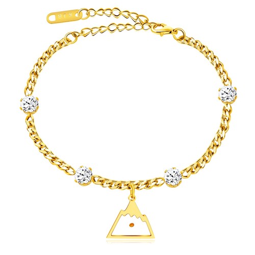 Elegante Senfkörner Edelstahl Zirkonia Gebirgskette Gliederkette Br - Bild 1 von 7