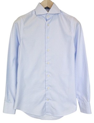 SUITSUPPLY Herren Hemd 35/ 13 1/2 blau extra schmal gestreift Anprobe Baumwolle formell *