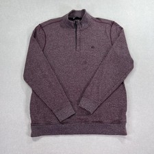 Travis Mathew Sweater Mens XL Red Heather 1/4 Zip Mock Neck Pullover Golf