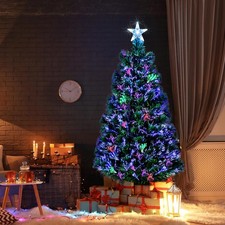 Artificial 6 Ft Pre-Lit Christmas Tree Fiber Optic with Multi-Color LED Lights