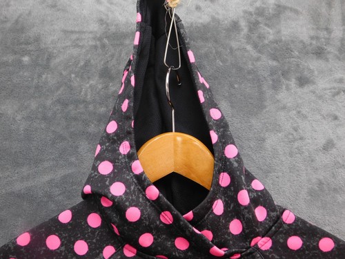 Nike Hoodie Girls Large Black Pink Therma-FIT Polka Dot Fleece Swoosh 839184-667 - Picture 2 of 13