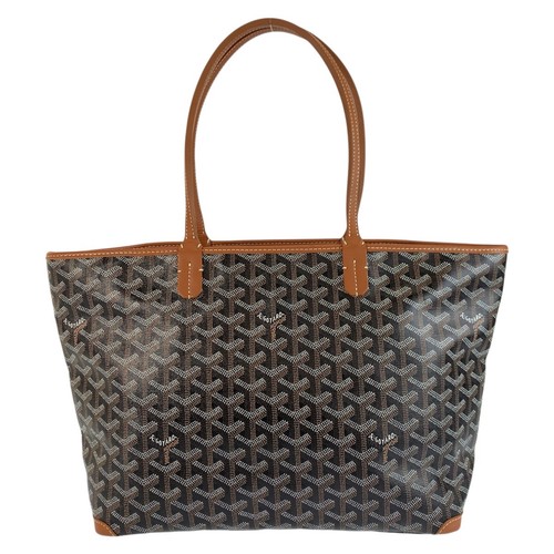 GOYARD Artois PM Tote Bag Shoulder Bag Black Brown PVC