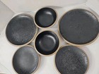 Set of 6 Santiago Black Coupe Brown Edge 2 Cereal Bowls 2 Salad 2 Dinner Plates