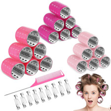 37 Pcs Aluminum Thermal Hair Rollers Set 3 Sizes Self Grip Hair Rollers 18 Pcs D