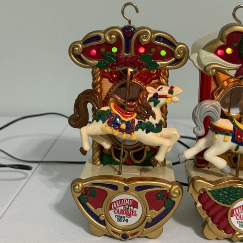 Vintage Mr Christmas Holiday Karussell 6 animierte musikalische Pferde mit Lichtern FUNKTIONIERT - Bild 2 von 23
