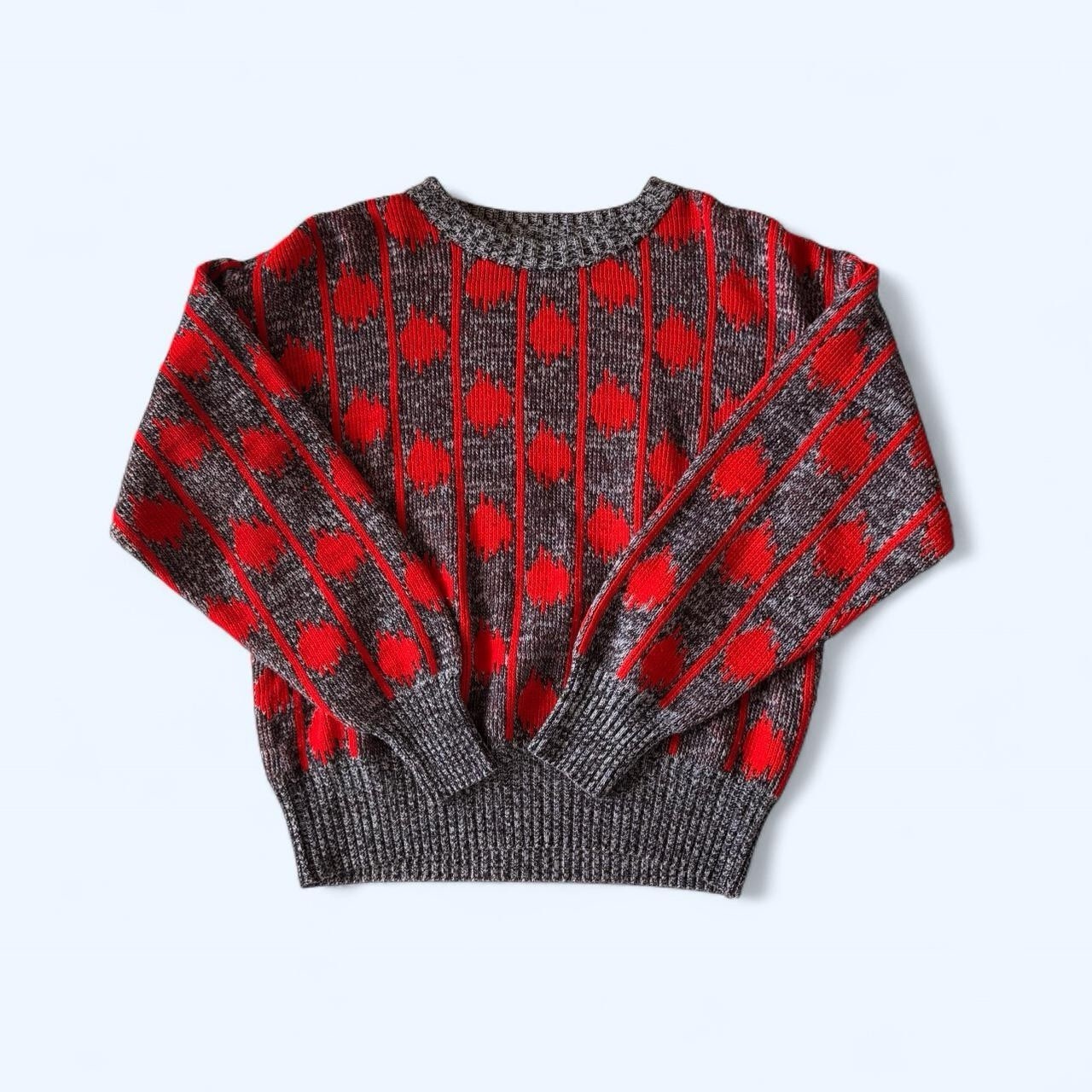 Vintage Grandpa Sweater Mens M Red Knit Geometric Abstract Cabincore 90s
