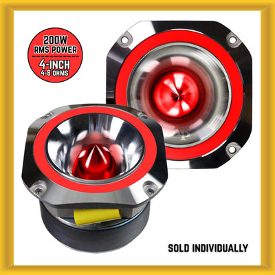 Audiopipe 4-inch 200W RMS Power 4 to 8 Ohms Aluminum Super Car Tweeter (Red) NEW
