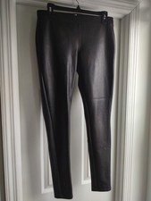 Express Black Polyester/Spandex Leather Look Med. Stretch Leggings Pants READ