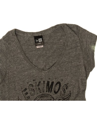 NEW ERA Womens Graphic T-Shirt Top UK 14 Large Grey Polyester CQ91 - Picture 3 of 3