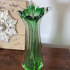 Murano Glass Vase Coral  Green Sommerso 12  