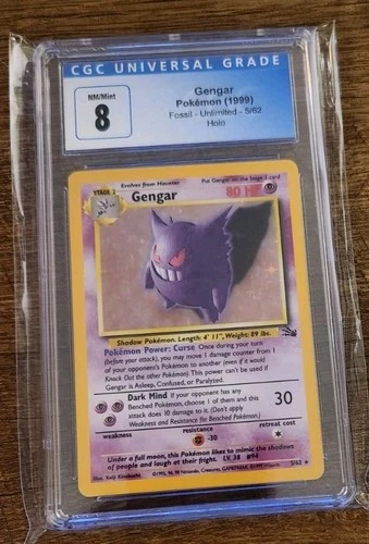 CGC 8 Gengar 1999 Fossil 5/62 Holo Pokemon Card