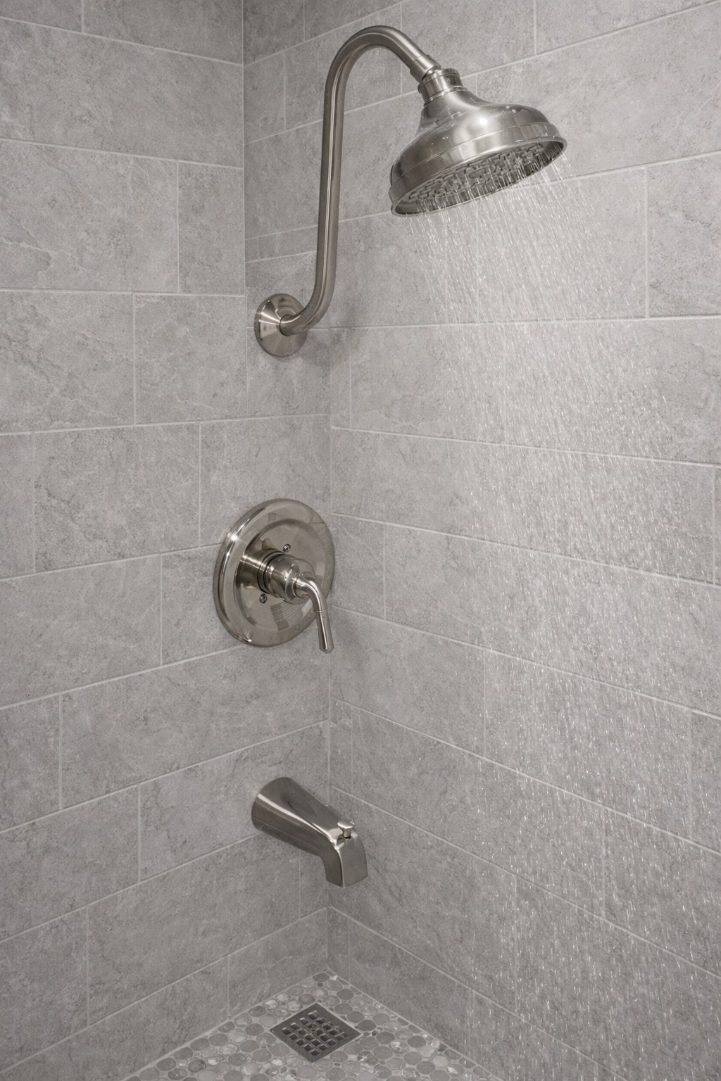 Satin Nickel Shower & Bath Set With Mixing Valve Complete Tr