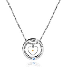 Platinum Plated Mustard Seed Heart Necklace for Women - Christian Faith Jewelry