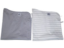 LOT OF 2 The Ollie Baby Swaddle Blanket Stone Gray White Stripe