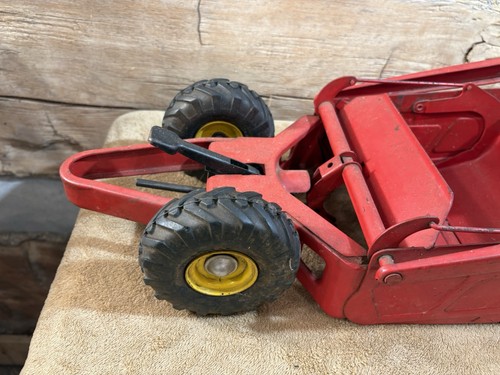Heiliner model toys red Vtg. pressed steel earth mover truck scraper Pan Dump - Picture 8 of 16