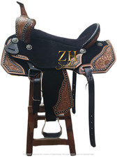 Western Handmade Horse Saddle Tooled Barrel Racing Leather Trail Tack Equestrian
