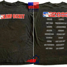 Limp BizKit Tour 2000 2 Side Black Cotton T-shirt Unisex Reprint S-5XL
