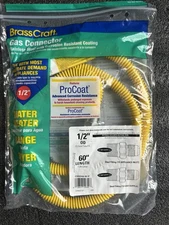 BrassCraft ProCoat CSSD44-60 P Gas Connector, 1/2" MIP x 1/2” MIP x 60” Length