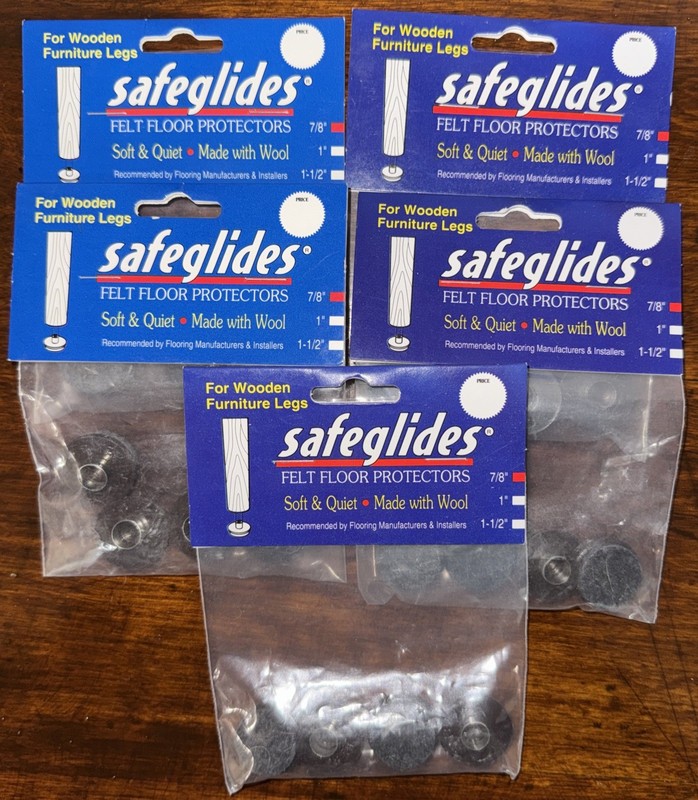 5 Pack/20 | Safeglides Genuine Felt Floor Protectors 1" Brown for Hardwood, Tile