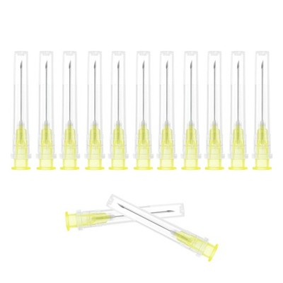 100 Pack 20Ga 1 Inch Sterile Disposable Needles Caps Luer Lock Lab