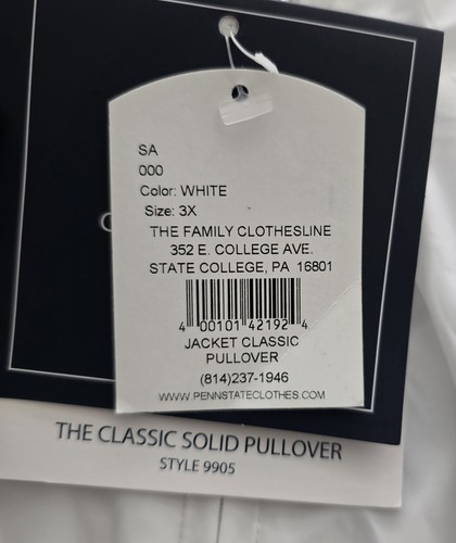 Penn State Mens 1/4 Zip Pullover Jacket Charles River Size 3XL White NWT - Picture 12 of 17