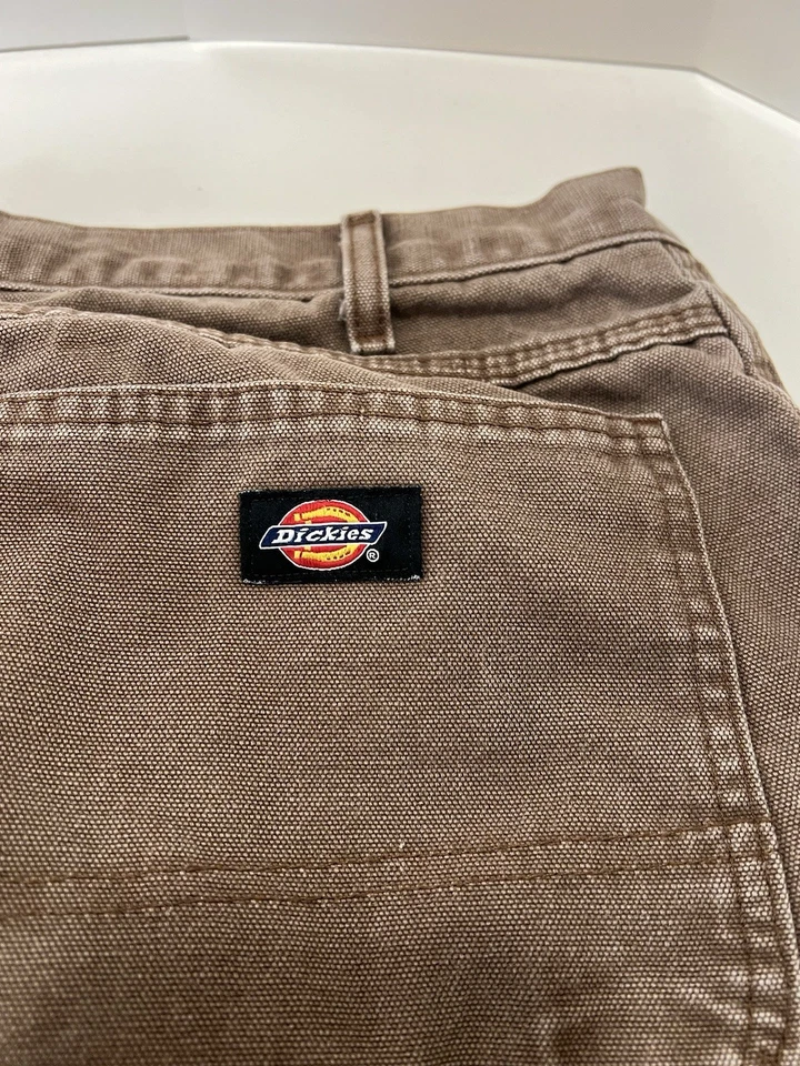 Pantalones Carpintero Dickies Vintage 32x30 Marrón Camel Lona Sueltos Trabajo Años 90 Foto 4 de 4