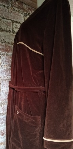 Mid Century Givoni Robe Brown Velvet With Beige Piping Size M - Picture 8 of 14