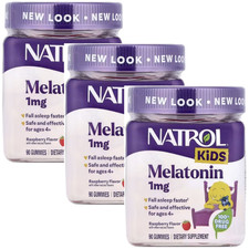 Natrol Kids Melatonin Gummies 1 mg Raspberry 90 Gummies Each Pack of 3 