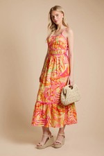 Dorothy Perkins Orange Midi Dress Womens Occasion Dresses