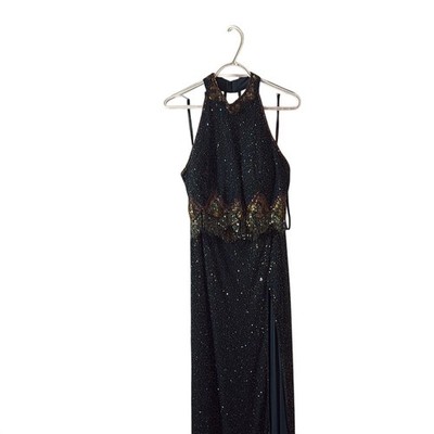 slim fit dress slacks Sparkly Black and Gold Glitter Prom Dresses Ball Gown, Off the Shoulde main image 1