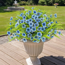 Artificial Flowers Outdoor UV Resistant 12 Bundles Faux Plants Outdoor Spring Fa