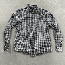 Banana Republic Button Dress Shirt Men's M Plaid Blue White Preppy