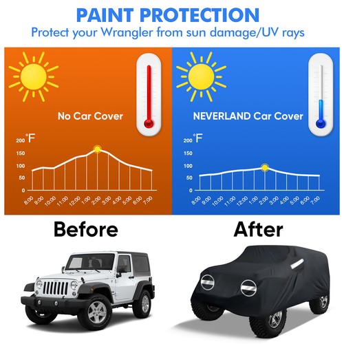Waterproof Car Cover For Jeep Wrangler 4 doors JKU JLU 2007-2025 Dust Snow Proof - Picture 9 of 22