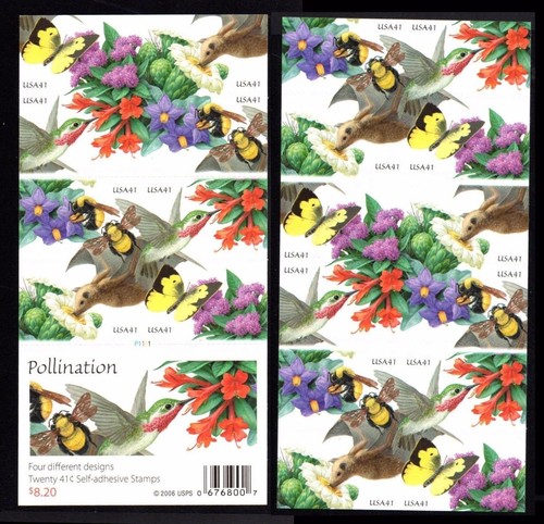 US #4153 - 56 2007 41c Pollination Booklet Of 20 MNH Bees Butterflies Flowers