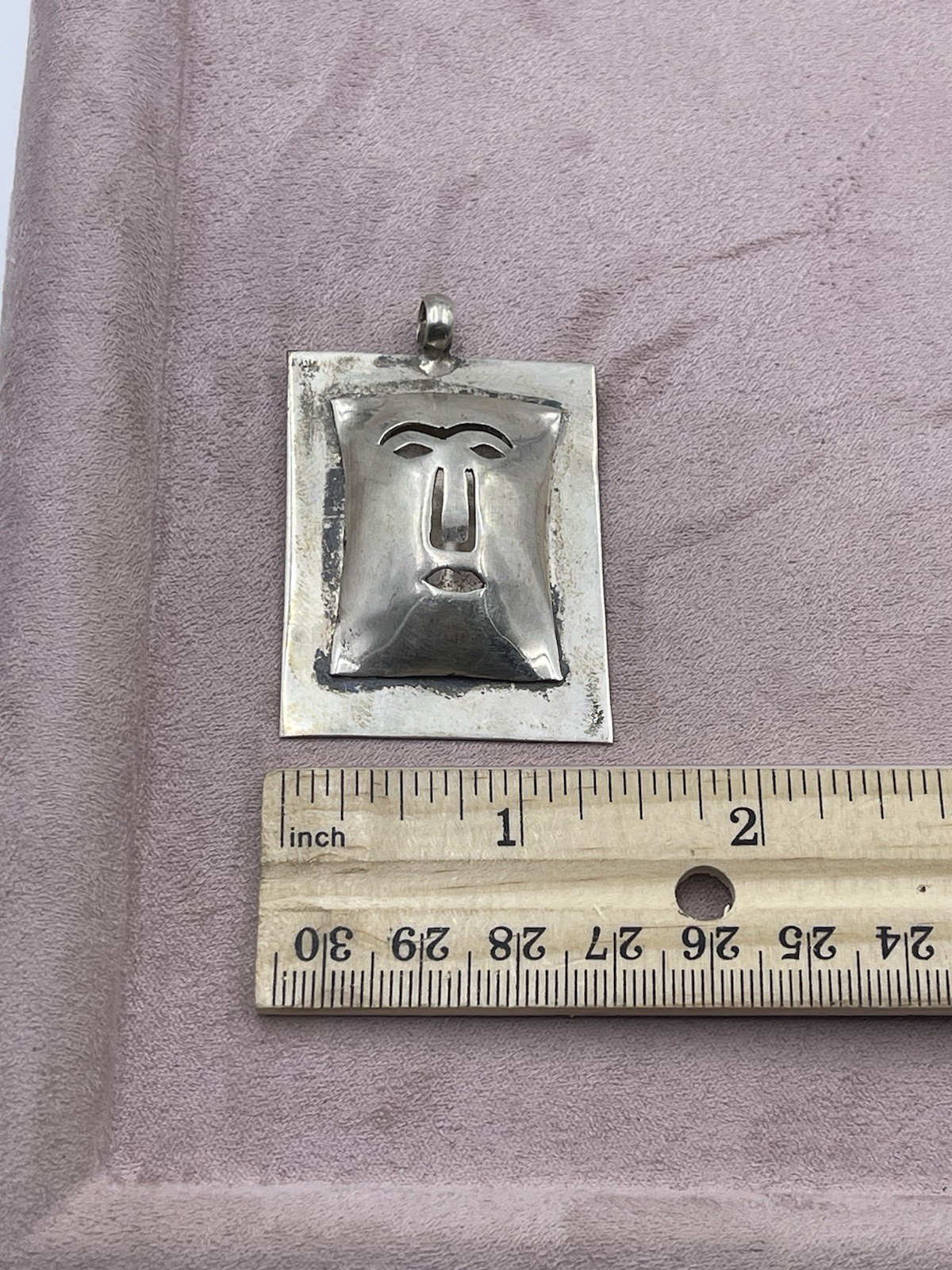 Vintage Rectangular Face Sterling Silver Pendant - image 7