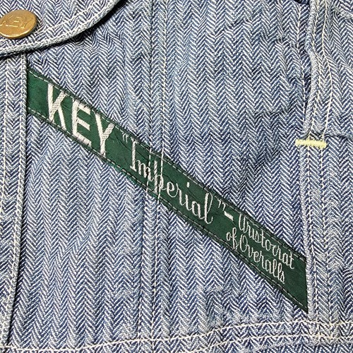 VTG Key Imperial Overalls Men's XL Blue Denim HBT Herringbone Twill Bib Workwear - Picture 8 of 19
