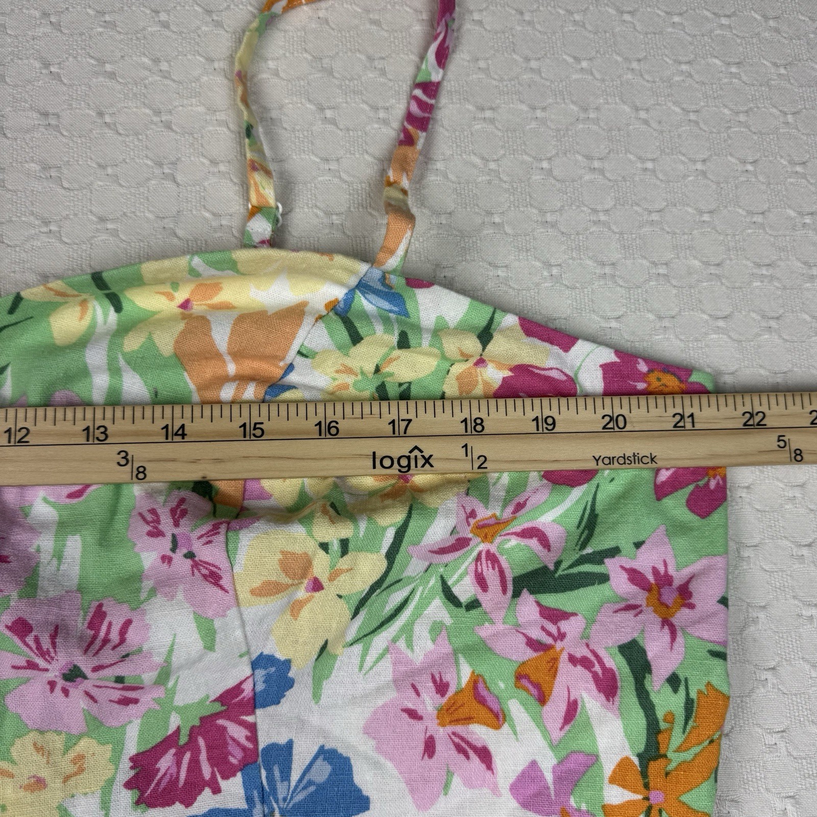 Old Navy Cami Romper Womens 2X Linen Blend Floral Sweetheart Smocking Beachy