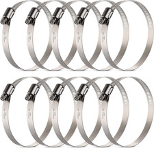 Large Hose Clamps, 10 Pack 4 Inch Stainless Steel Hose Clamps Adjustable from 3-