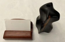 Exotic Bloodwood Blackheart  Business Cards, Pen Holder Set Turned Employee gift
