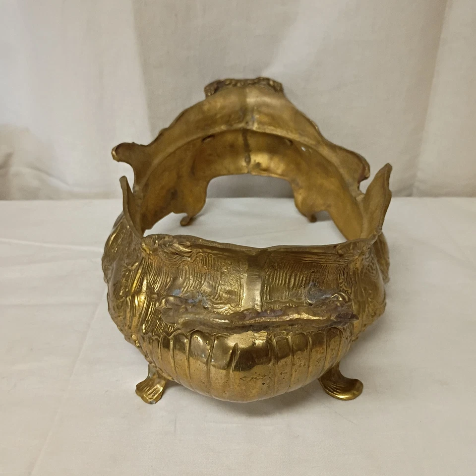 Jardiniere francés antiguo pesado grande de latón antiguo aproximadamente 16 1/2" Foto 4 de 4