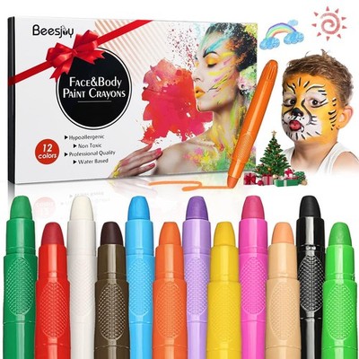 Beesjuy Face Painting Kits for Kids,12 Color Water Based Paint 12 Colors