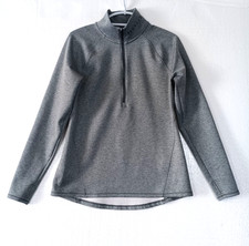Under Armour Pullover Zip Sweater Womens Large Gray Fitted Mock Neck Coldgear