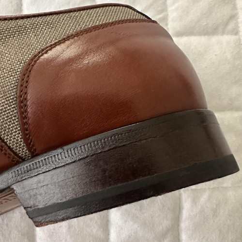 BRUNO MAGLI Mens Shoes 9M Brown Leather Solo Canvas Oxford Dress Made Italy - Picture 12 of 15