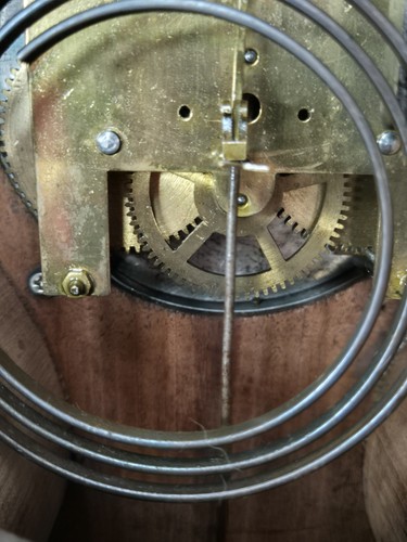 Antique Mahogany Chiming balloon mantel clock with inlay Pendulum Working NO KEY - Picture 13 of 13