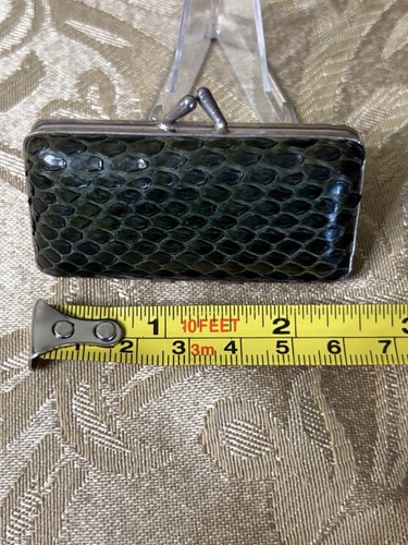 Vintage 50’s Industria Argentina Green Snakeskin Miniature Clasp Doll Purse 2.5” - Picture 7 of 12