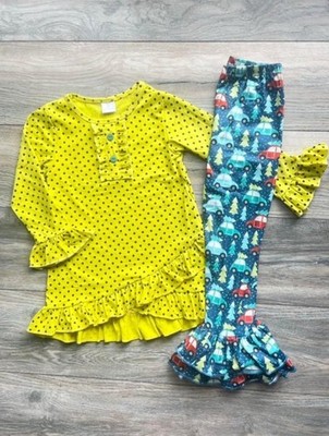 Girls Boutique Holiday Outfit Ruffle Dress & Pants 7-8 7Y 8Y